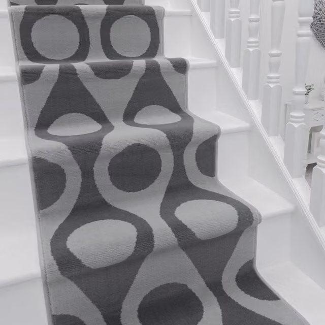 runrug Pop Stair Runner Carpet in Grey, W: 60 cm x L: 480 cm – 1