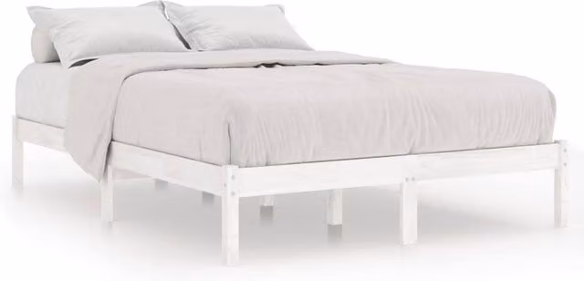 Berkfield Home White Solid Wood Pine Bed Frame W: 160 cm, D: 200 cm
