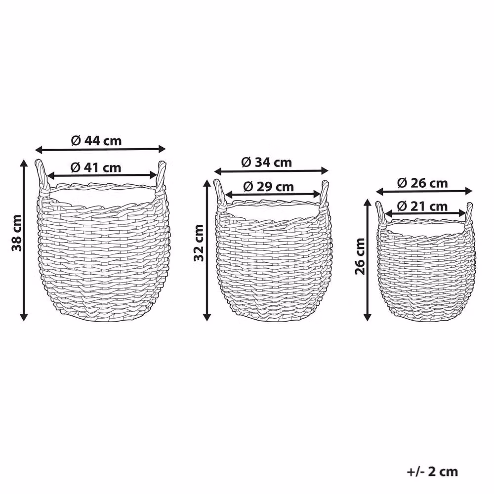 Wyld and Coco Set of 3 Brown PE Rattan Round Plant Baskets with Handles – 2