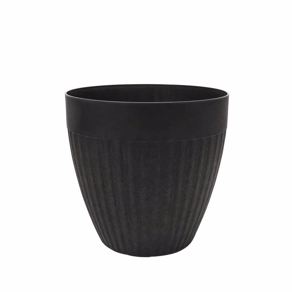Nicoman Round Fluted Flower Planter Pot, Pack of 2, Charcoal and Grey, W: 36.5 cm, H: 35.5 cm – 2