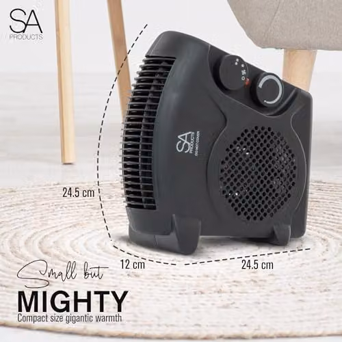 Tanness Black Fan Heater with 2 Heat Settings, Cool Mode and Thermostat – 5