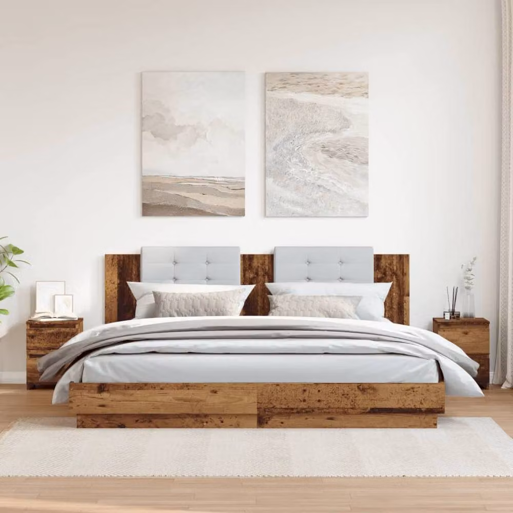 Berkfield Home Set of 2 Bedside Cabinets in Old Wood Brown, W/D/H: 30 x 30 x 40 cm – 3