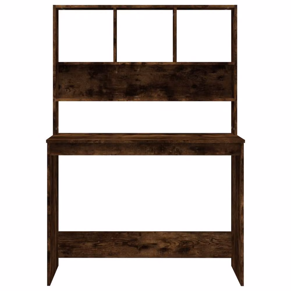 Berkfield Home Writing Desk with Shelves in Smoked Oak Brown, W/D/H: 102 x 45 x 148 cm – 3
