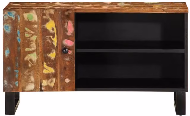 Berkfield Home Industrial TV Cabinet in Brown, Made from Reclaimed and Engineered Wood, W/D/H: 80 x 33 x 46 cm