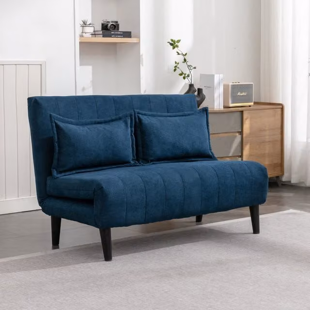 More4Homes Harper Blue Fabric Folding Click Clack Futon Sofa Bed