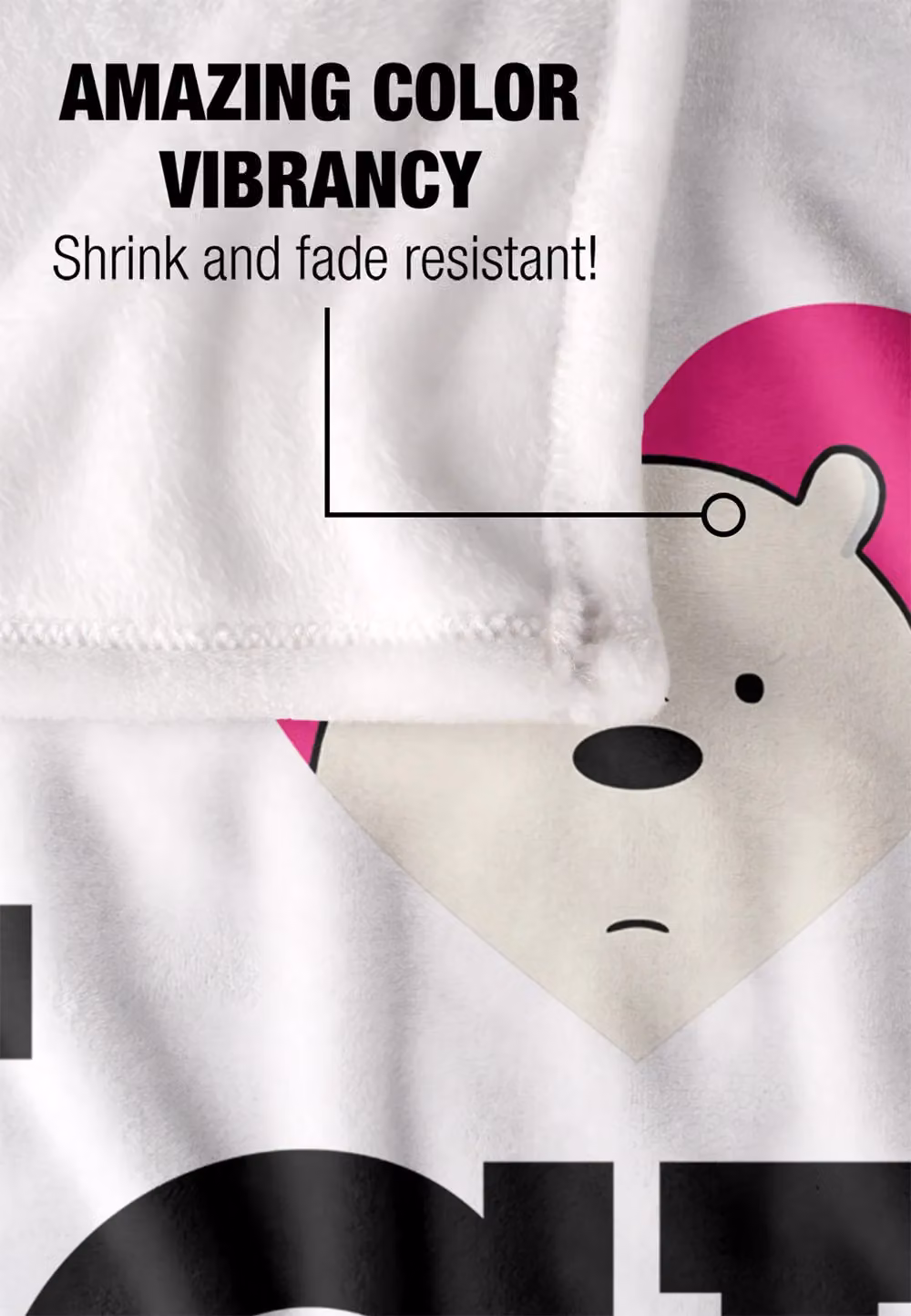 Cartoon Network We Bare Bears Ice Bear Super Soft Silky Touch Throw Blanket, White, W: 152 cm, D: 127 cm – 3