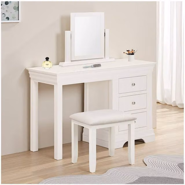 Seconique Bordeaux 3 Drawer Dressing Table Set in Ivory