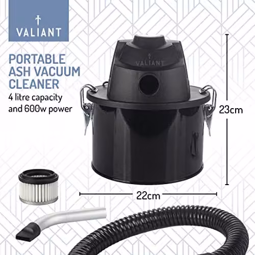 Valiant Portable Mini Ash Vacuum Cleaner, 600W, 4 Litre Capacity, Black – 2