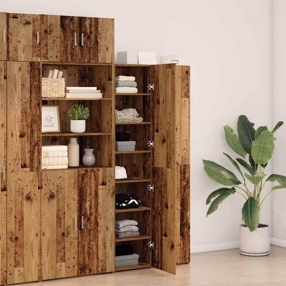 Berkfield Home Old Wood Highboard in Brown, W/D/H: 40 x 42.5 x 185 cm – 3