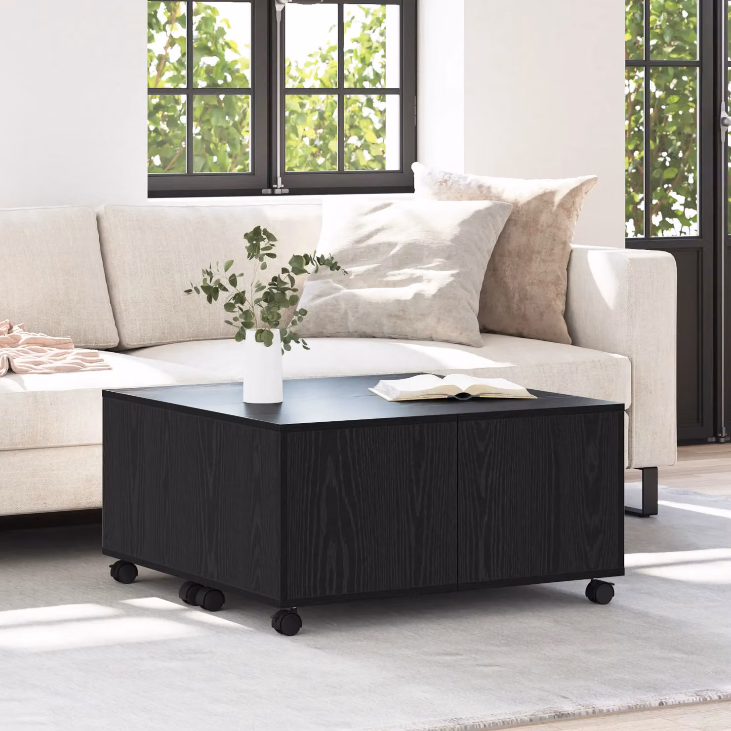 Berkfield Home Black Oak Coffee Table, W/D/H: 75 x 75 x 38 cm – 3