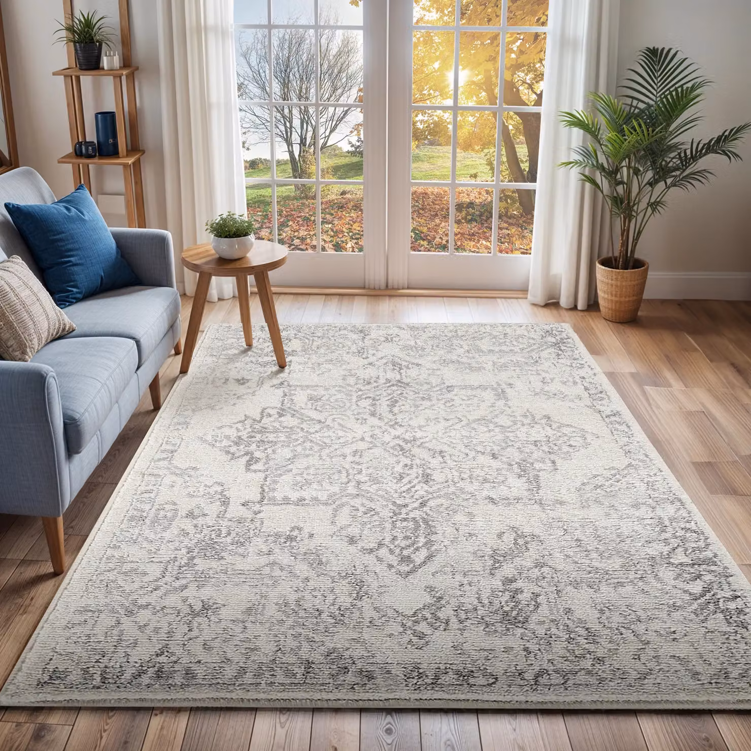 Livabliss Roma Vintage Boho Machine Woven Rug in Grey, Beige and White, W: 200 cm, D: 275 cm – 3