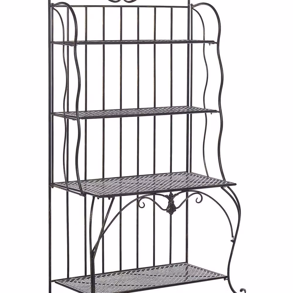 Wyld and Coco 4-Tier Black Metal Plant Shelf, Freestanding Indoor Outdoor Vintage Style – 2