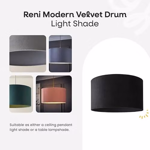 ValueLights Reni Modern Blue Fabric Cylinder Drum Lamp Shade, Width: 35 cm – 2