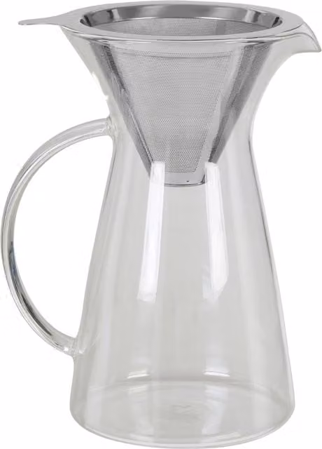 Orsina Versatile Coffee Pot 1.1 l, Borosilicate Glass and Stainless Steel, Silver and Transparent