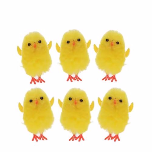 Rex London Yellow Fluffy Mini Chick Easter Decorations, Set of 6