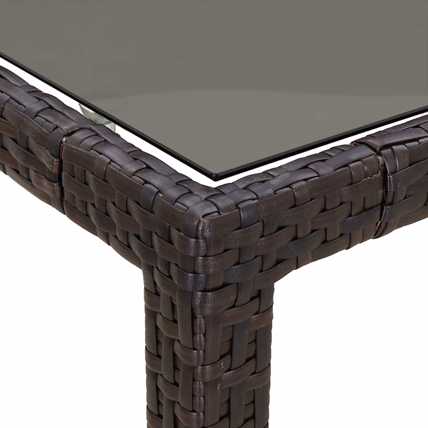 Berkfield Home Brown Poly Rattan Garden Dining Table with Glass Top, W/D/H: 90 x 90 x 75 cm – 3