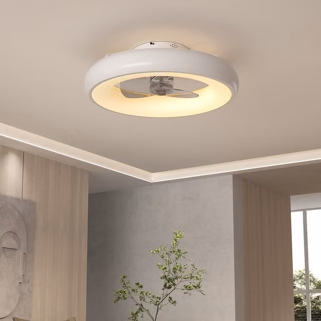 Livingandhome 22-Inch Modern White LED Ceiling Fan Light with Reversible Blades