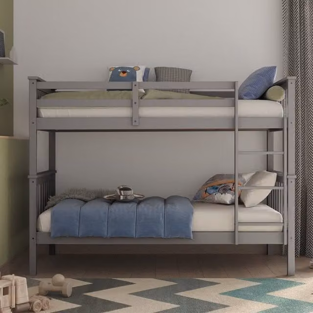 Flair Koop Bunk Bed for Children in Grey and White Solid Wood