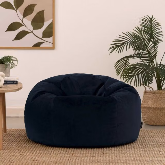 icon Kingston Classic Velvet Bean Bag Chair in Blue or Yellow