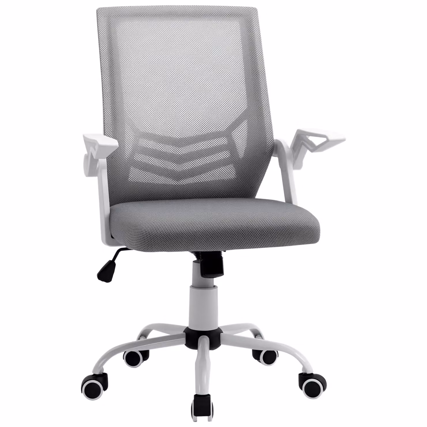 VINSETTO Grey Fabric Mesh Swivel Office Task Chair with Lumbar Support and Armrests – 2