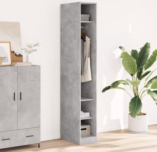 Berkfield Home Wardrobe in Concrete Grey, W/D/H: 30 x 50 x 200 cm