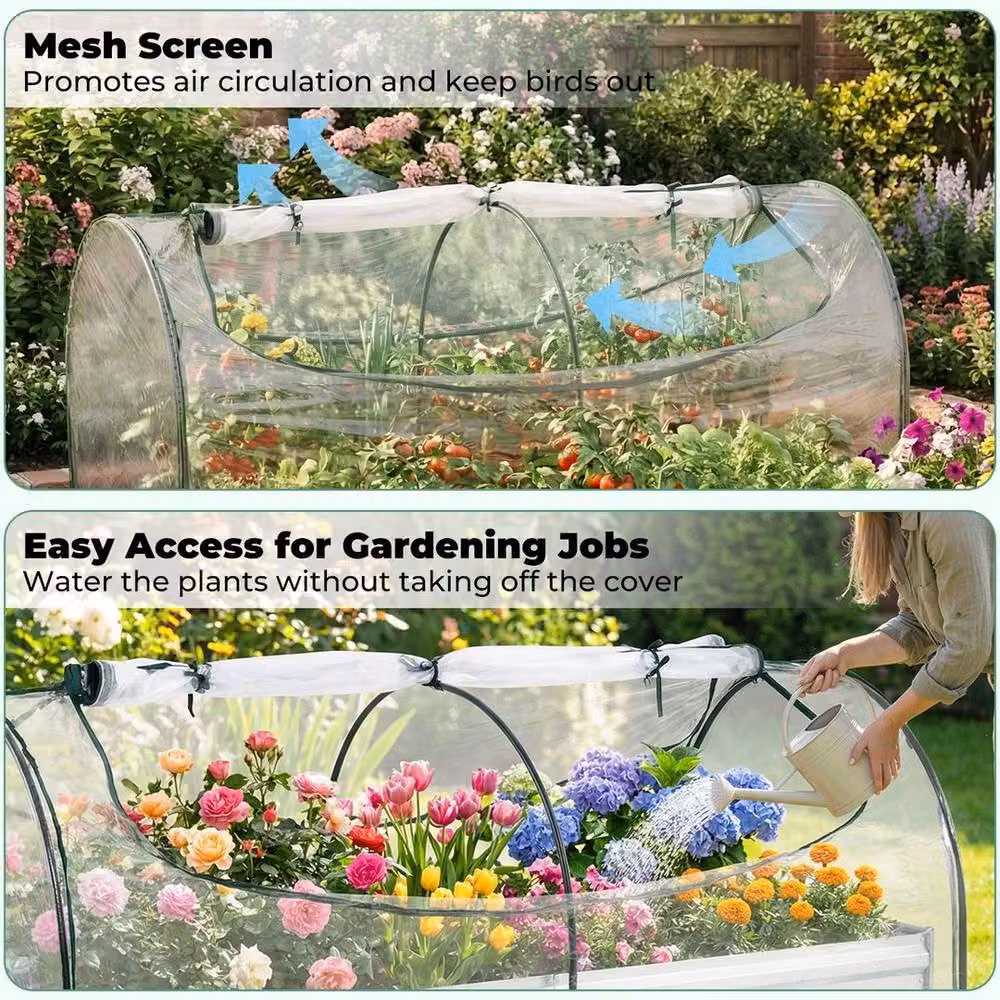 SPETLEK Silver Outdoor Rectangular Raised Flower Growing Box Kit, W/D/H: 202 x 101 x 81 cm – 4