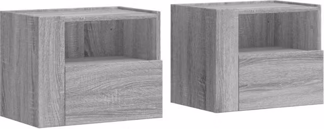 Berkfield Home Wall-mounted Bedside Cabinets, 2 Pack, Grey, W: 45 cm, D: 30 cm, H: 35 cm