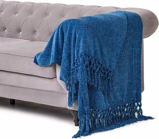 Livinluxury Blue Polyacrylic Throw, W: 200 cm, D: 150 cm