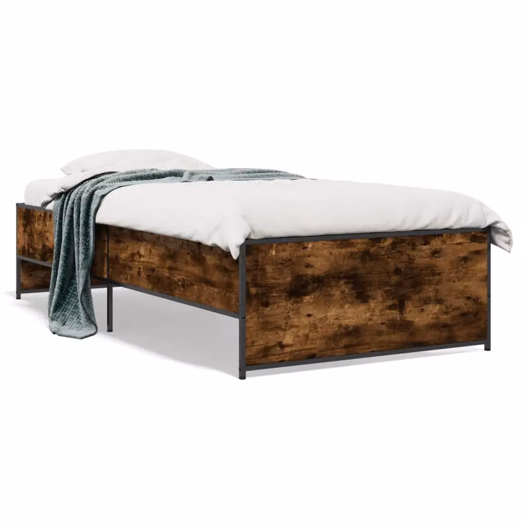 Berkfield Home Smoked Oak Small Single Bed Frame in Brown, W: 75 cm, L: 190 cm – 2