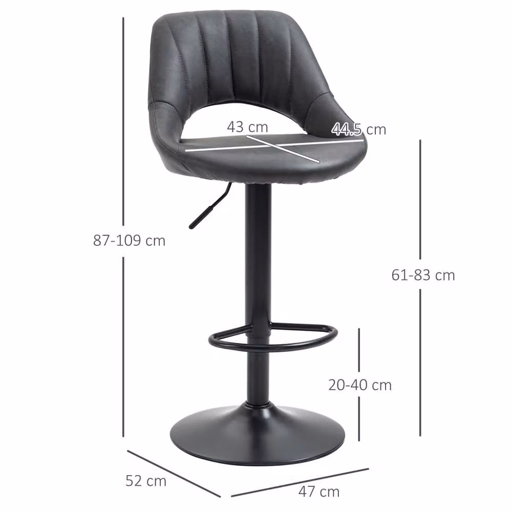 Wyld Haus Dova Lure Grey Faux Leather Swivel Bar Stools Set of 2 with Adjustable Height – 4
