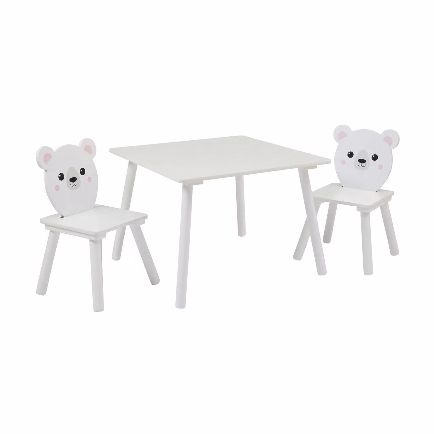 Liberty House Toys Bear Childrens Table and Two Chairs Set in White Pine Wood – 2