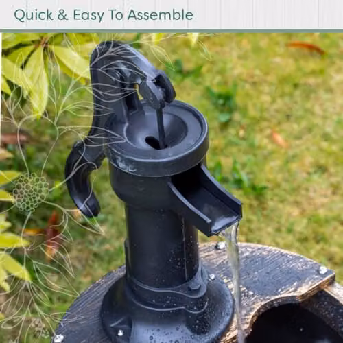 GardenKraft Rustic 2 Tier Barrel Style Garden Water Fountain in Bronze, W: 67 cm, D: 41 cm – 7
