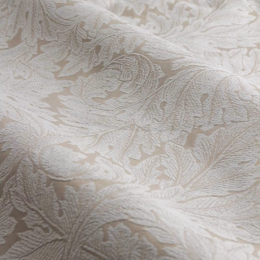 Morris & Co Acanthus Jacquard Fully Lined Pencil Pleat Curtains in Beige, Width: 229 cm, Drop: 137 cm – 2