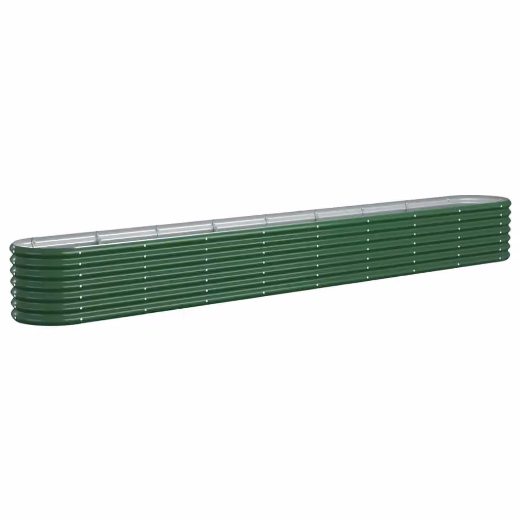 Berkfield Home Garden Raised Bed in Green Powder-coated Steel, W/D/H: 332 x 40 x 36 cm – 2