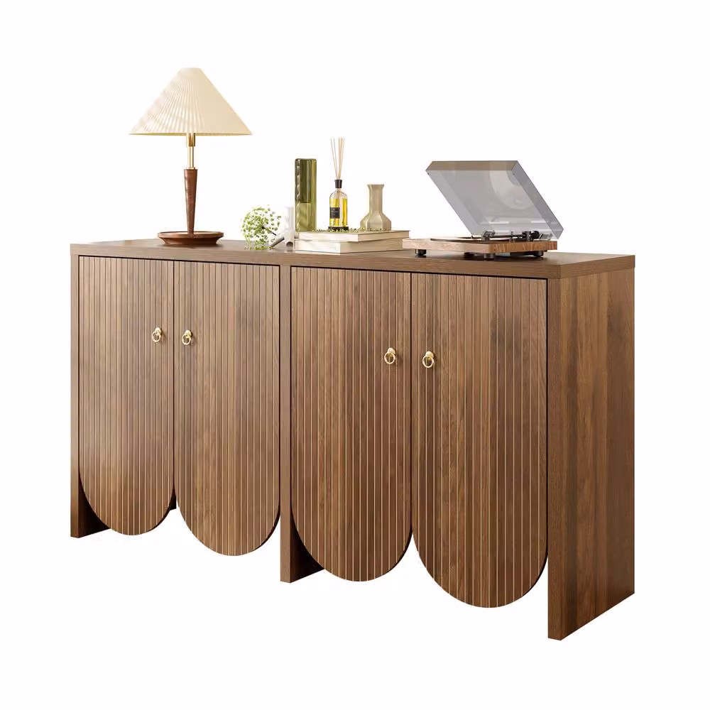STILVORA Modern Sideboard with Adjustable Shelves in Brown Walnut Look – 3