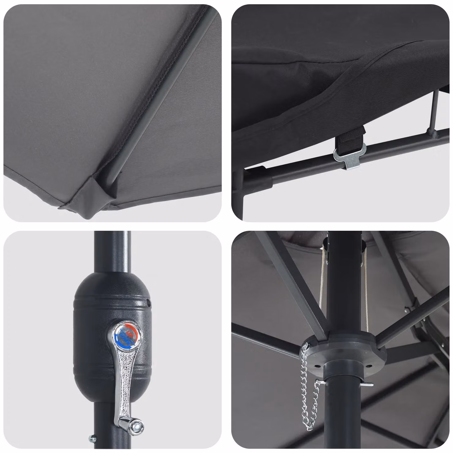 Berkfield Home Folding Garden Parasol in Anthracite, W/D/H: 385 x 209 x 244 cm – 4