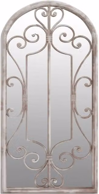 Berkfield Antique Metal Garden Wall Mirror in Sand Beige, W/H: 70 x 30 cm – 1