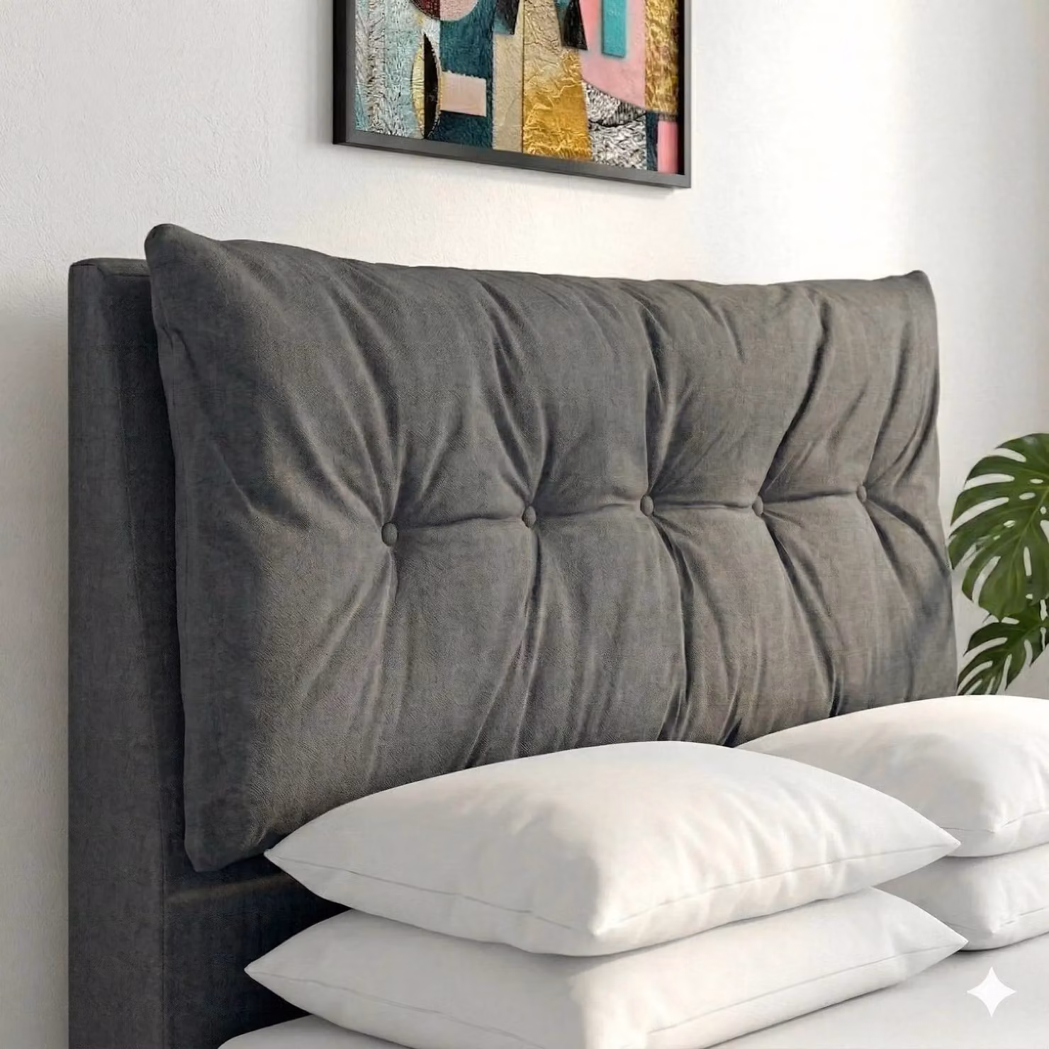 OAT Home Prestbury Upholstered Ottoman Storage Bed Frame with Pillow Headboard in Anthracite Grey, W/D/H: 180 x 200 x 48 cm – 3