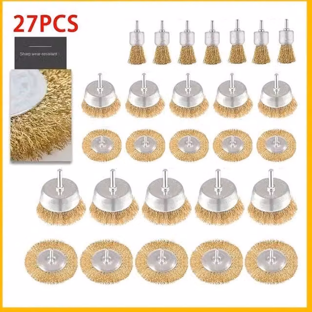 SPETLEK 27 Piece Gold Wire Brush Set Rotary Drill Attachments – 1