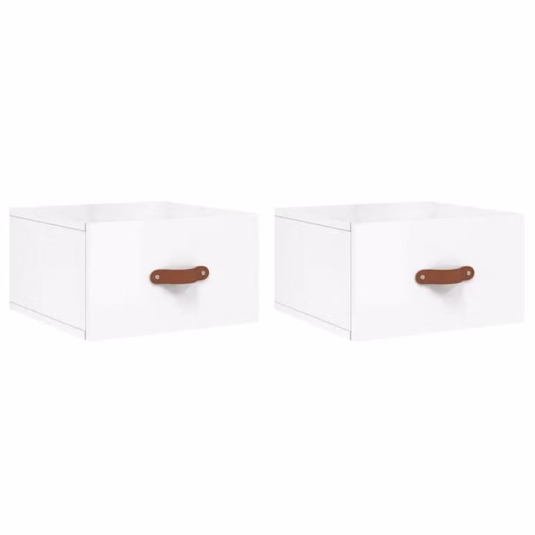 Berkfield Home Wall-mounted Bedside Cabinets, 2 Pack, High Gloss White, W/D/H: 35 x 35 x 20 cm