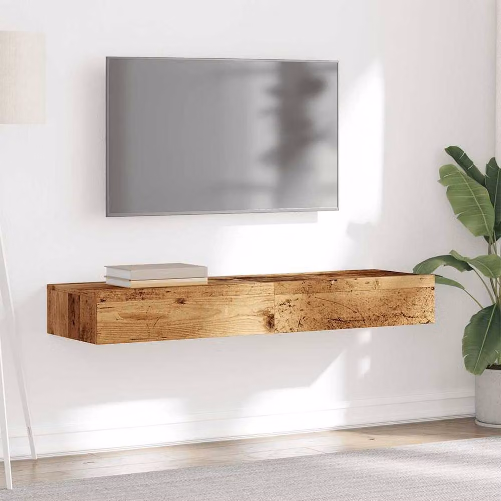 Berkfield Home Set of 2 TV Cabinets with LED Lights in Old Wood Brown, W/D/H: 60 x 35 x 15.5 cm – 4