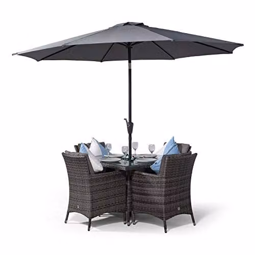 Thats Furniture Savannah 4 Seater Rattan Garden Dining Set with Ice Bucket in Grey – 1
