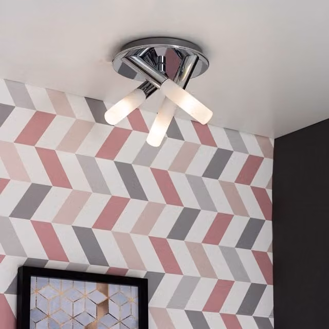 ValueLights Fina Modern 3 Way Silver Chrome Flush Ceiling Light with Frosted Glass Shades