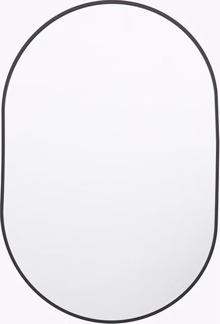 Perch & Parrow Dapper Small Oval Minimalist Wall Mirror in Black