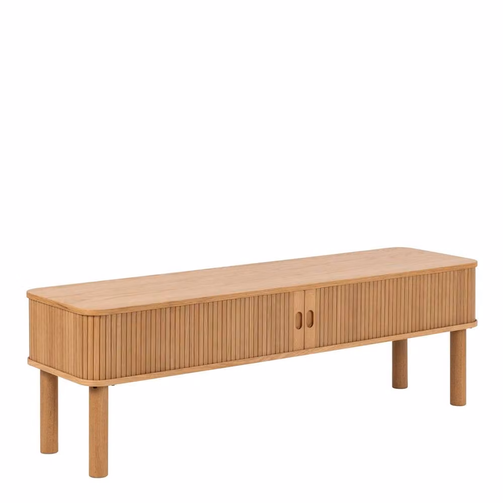 Wyld Haus Copenhagen Copenhagen Natural Oak TV Unit with 2 Tambour Doors, W: 140 cm, D: 40 cm, H: 45 cm – 3