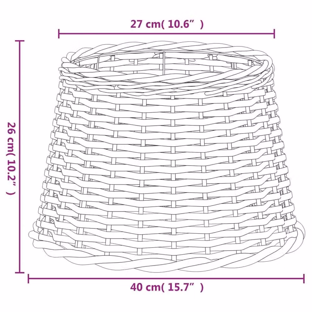 Berkfield Home White Wicker and Rattan Cylinder Lamp Shade, W: 40 cm, H: 26 cm