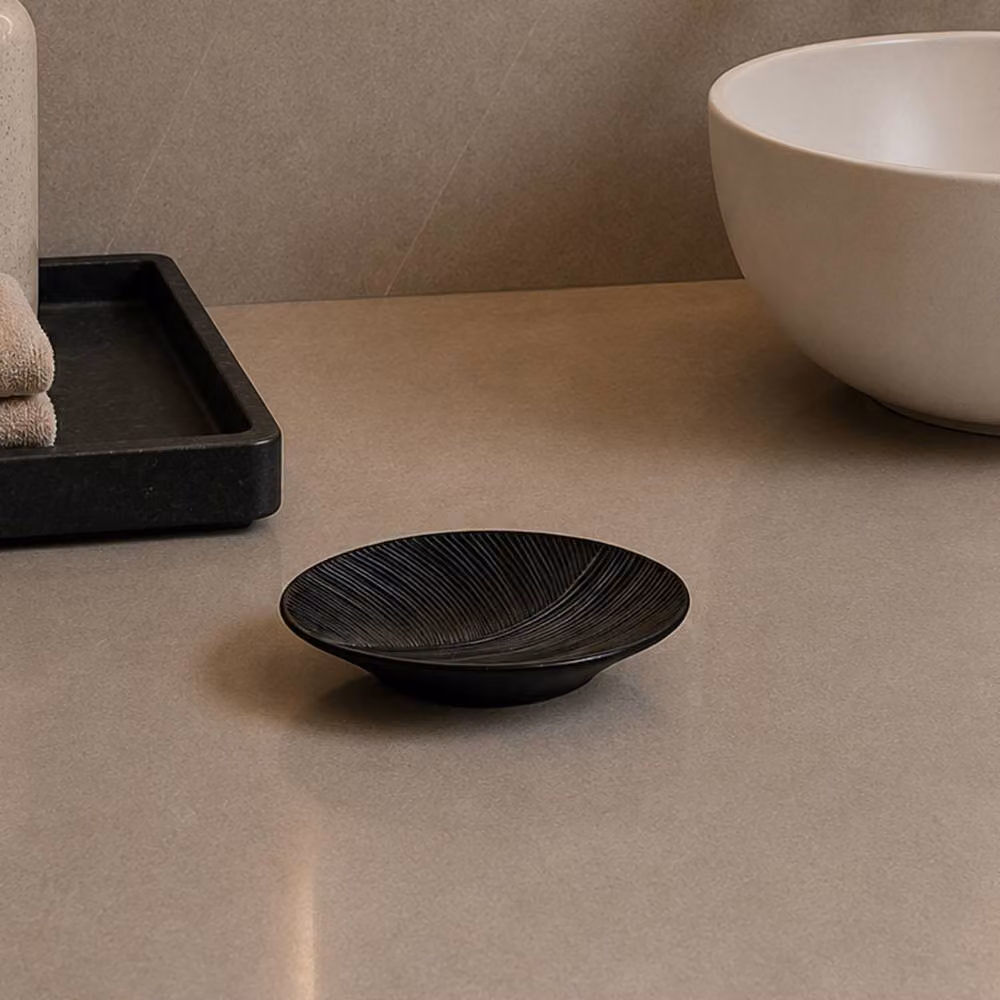 Showerdrape Ripple Textured Soap Dish in Black – 3