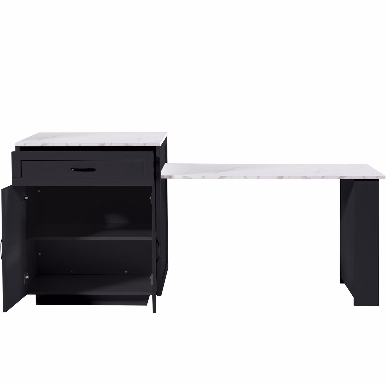 Aosom UK Extendable Bar Table and Kitchen Island in Black with 2 Drawers and 4 Compartments, W/D/H: 133-202 x 70 x 93.5 cm – 2