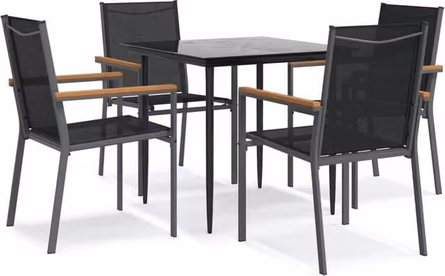 Berkfield Home 5 Piece Modern Garden Dining Set in Black Textilene and Steel – 1
