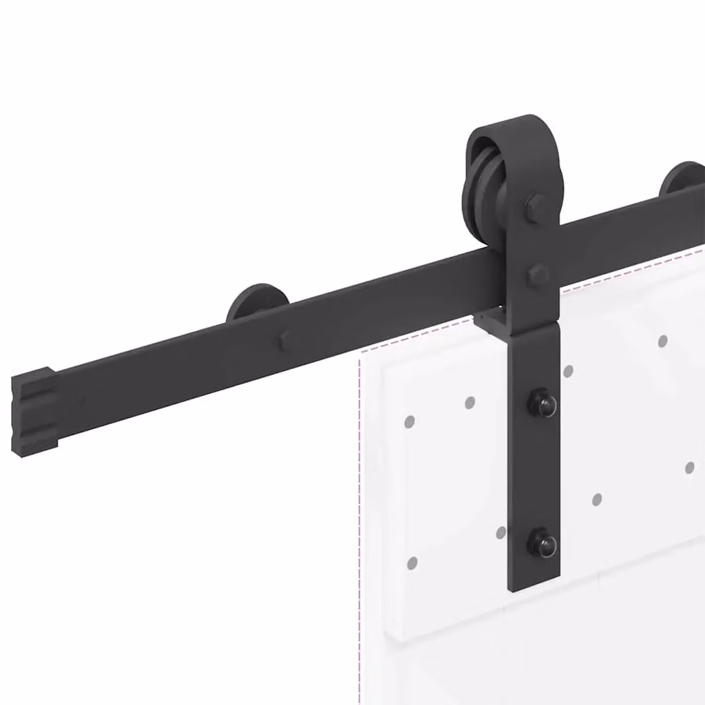Berkfield Home Matt Black Steel Sliding Door Hardware Kit – 2